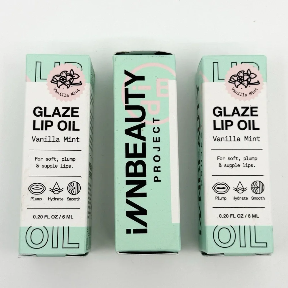 Innbeauty Project Vanilla Mint Lip Glaze Oil 3 PACK NEW Manufacture Sealed